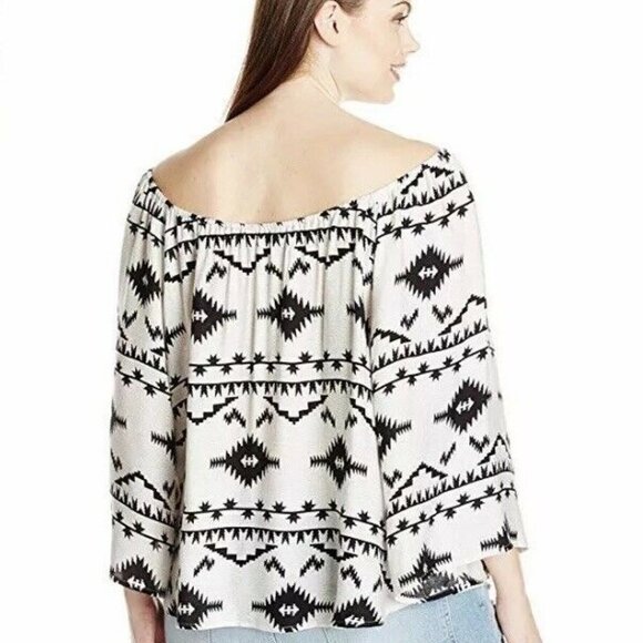 BB Dakota 1X Adal Symbol Printed Off Shoulder Top - Picture 2 of 8